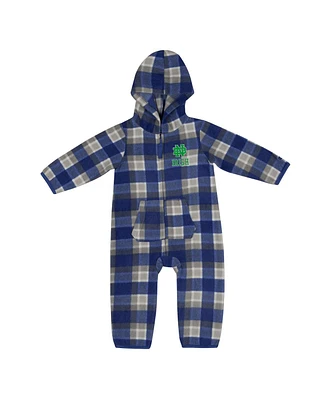 Infant Boys and Girls Colosseum Navy, Gray Notre Dame Fighting Irish Farays Plaid Full-Zip Hoodie Jumper
