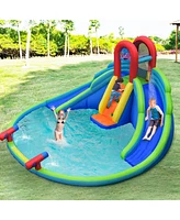 Inflatable Bounce House Water Splash Pool Dual Slide Climbing Wall