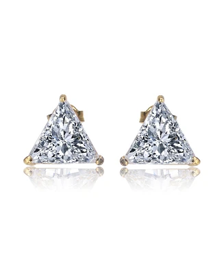 Sterling Silver Cubic Zirconia Large Triangle Earrings