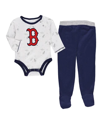 Newborn and Infant Boys Girls Navy, White Boston Red Sox Dream Team Bodysuit Hat Footed Pants Set