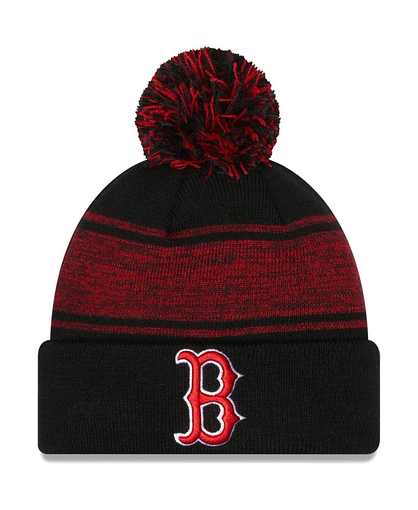 Men's New Era Black Boston Red Sox Chilled Cuffed Knit Hat with Pom
