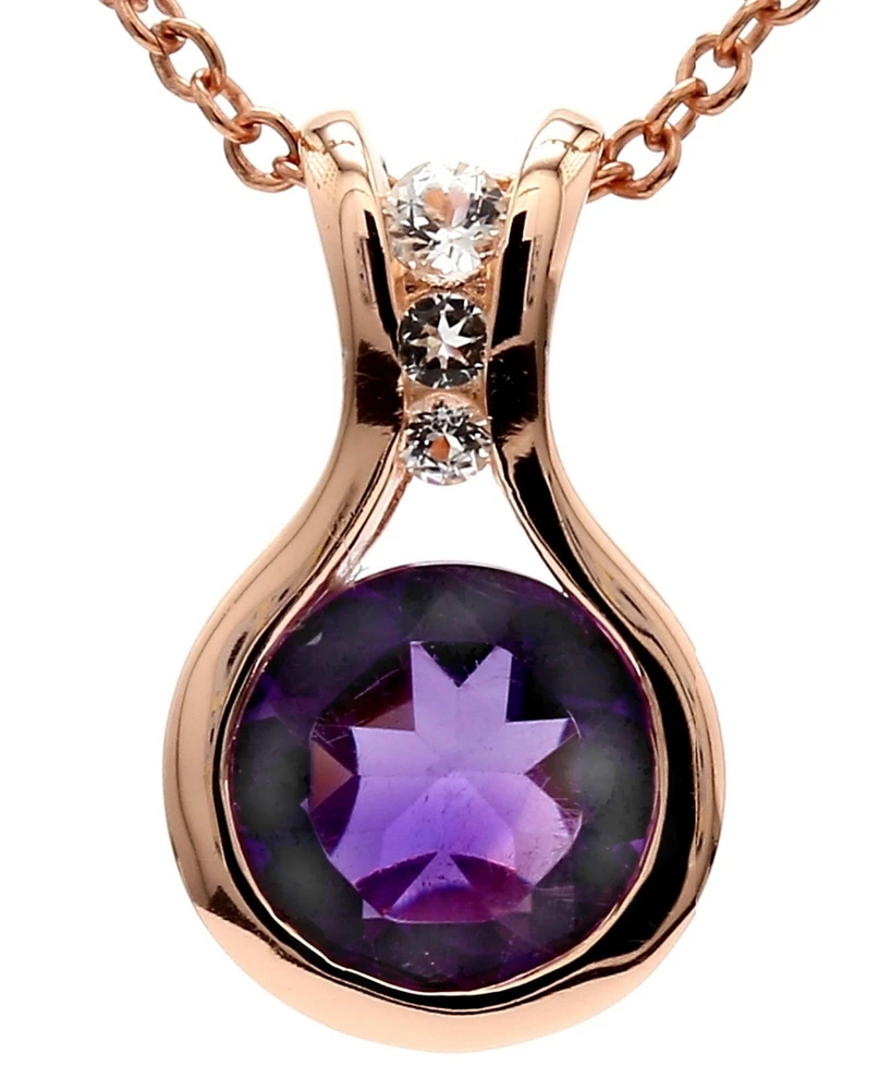 Citrine (1 ct. t.w.) & White Topaz (1/5 ct. t.w.) Tension 18" Pendant Necklace in Sterling Silver (Also in Peridot, London Blue Topaz, & Garnet)