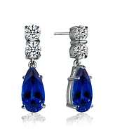 Sterling Silver Cubic Zirconia Long Narrow Teardrop Earrings