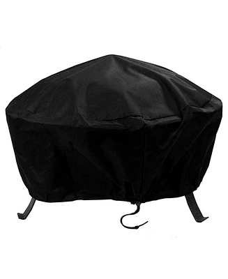 Outdoor Heavy-Duty Weather-Resistant Pvc and 300D Polyester Round Fire Pit Cover with Drawstring and Toggle Closure