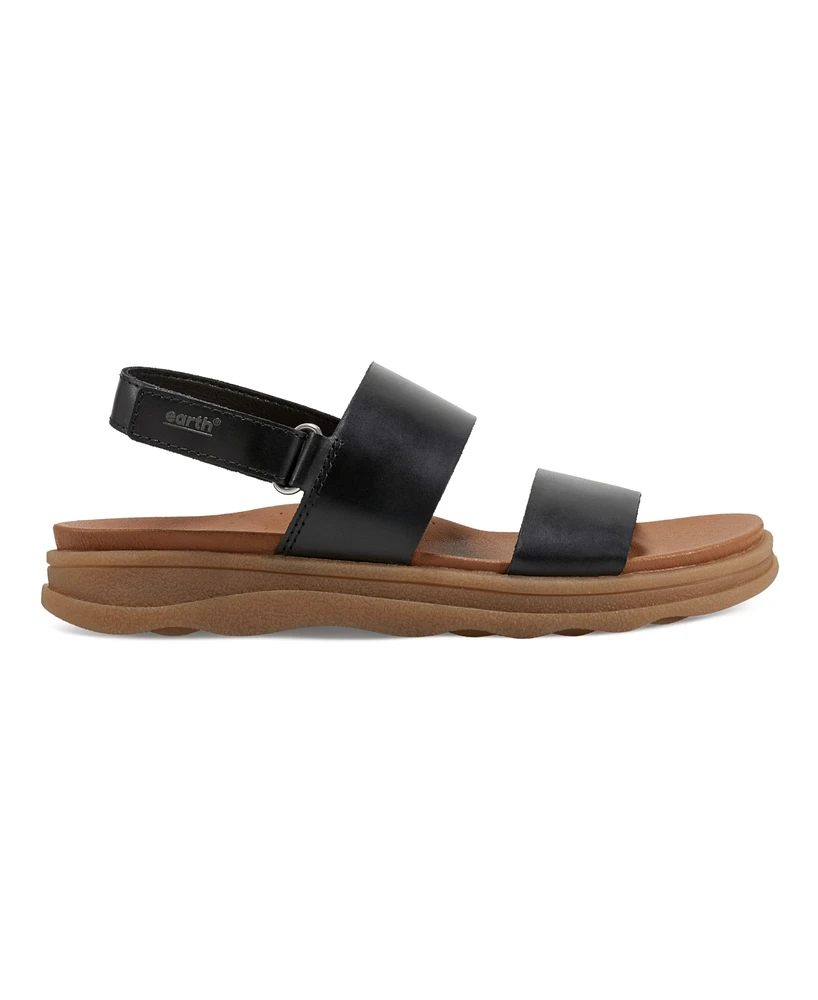 Earth Women's Leah Round Toe Strappy Casual Flat Sandals