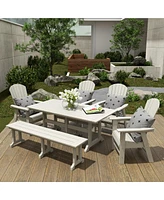 WestinTrends 6 Piece Outdoor Patio Dining Table and Armchair Bench Set