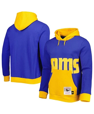 Men's Mitchell & Ness Royal Los Angeles Rams Big Face 5.0 Pullover Hoodie