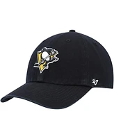 Men's '47 Brand Black Pittsburgh Penguins Team Clean Up Adjustable Hat