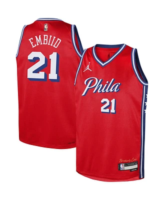 Big Boys Jordan Joel Embiid Red Philadelphia 76ers 2022/23 Swingman Jersey - Statement Edition