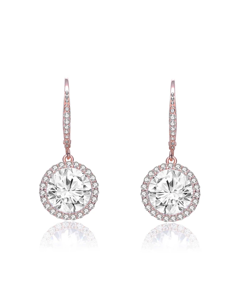 Cubic Zirconia Sterling Silver cluster Round Drop Earrings