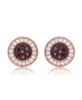 Genevive Sterling Silver 18K Rose Gold Plated Cubic Zirconia Paved Roaring Studs Earring