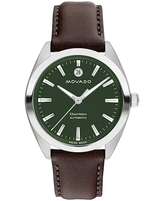 Movado Men's Datron Automatic Swiss Automatic Brown Leather Strap Watch 40mm