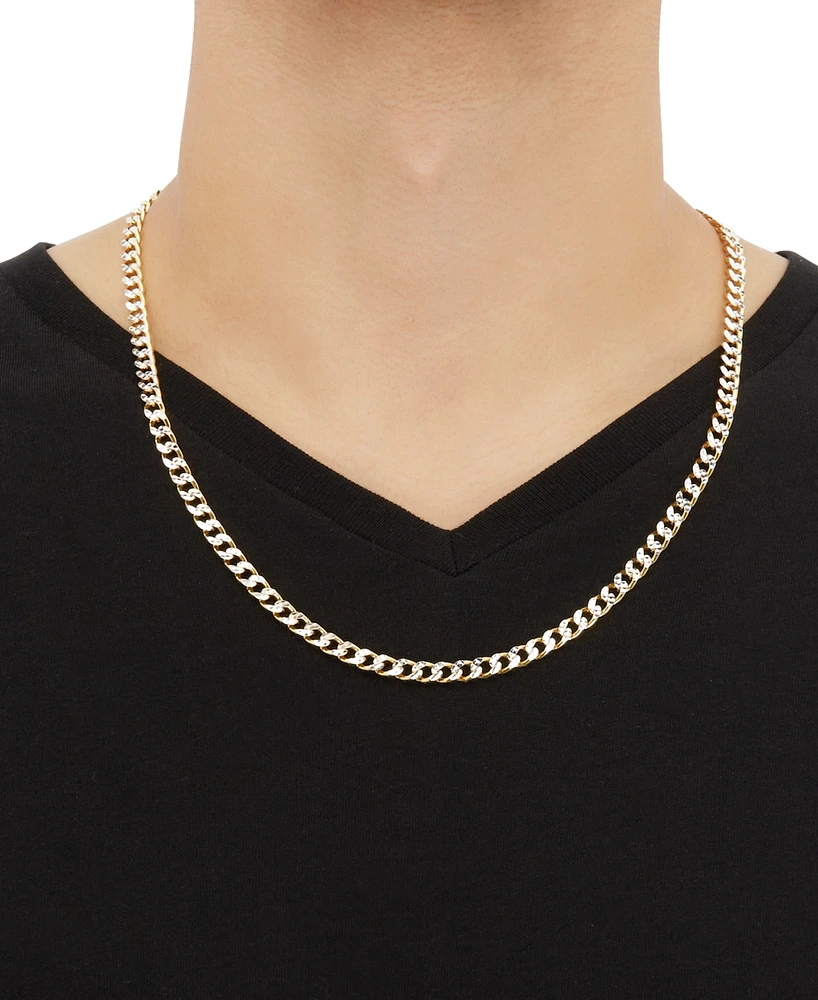 Two-Tone Curb Link 22" Chain Necklace in Sterling Silver & 14k Gold-Plate