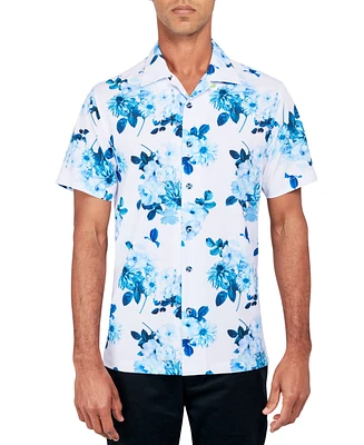 Society of Threads Men's Regular-Fit Non-Iron Performance Stretch Floral-Print Button-Down Camp Shirt