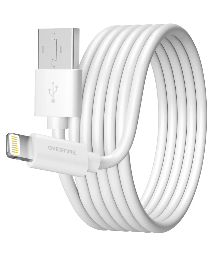 Overtime Apple MFi Certified iPhone 11/Xr/Se/10/8 10ft Charging Cable | Usb to Lightning Cable for iPhone - White