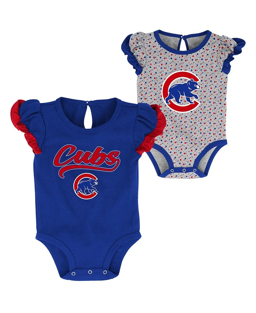 Newborn and Infant Boys and Girls Royal and Heathered Gray Chicago Cubs Scream and Shout Two-Pack Bodysuit Set