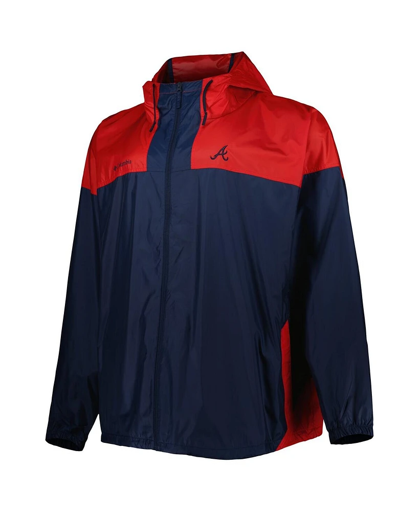 Men's Columbia Navy Atlanta Braves Flash Forward Challenger Big and Tall Omni-Shade Full-Zip Windbreaker