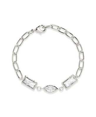 Sterling Forever Tate Cz Chain Bracelet