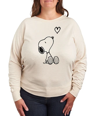 Hybrid Apparel Trendy Plus Snoopy Long Sleeve Graphic Pullover Top