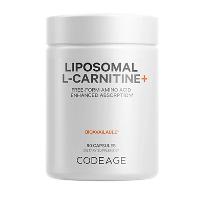 Codeage Liposomal L-Carnitine+ Supplement - 500 mg L-Carnitine L-Tartrate per Serving - Free-Form Amino Acid - Carnitine - Liposomal Delivery