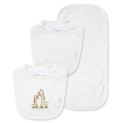 Little Me Baby Boys and Baby Girls Giraffe Bibs and Burp Cloth
