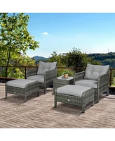 Outsunny 5pcs Outdoor Patio Furniture Set All Weather Wicker Conversation Set