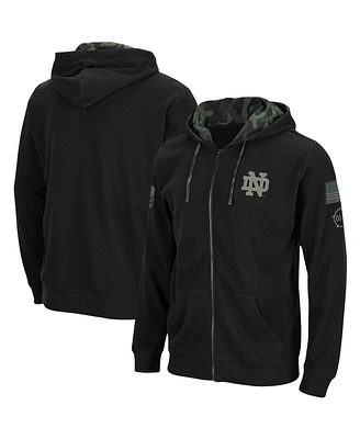 Men's Colosseum Black Notre Dame Fighting Irish Oht Military-Inspired Appreciation Waffle Full-Zip Hoodie