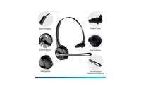 Delton Wireless Computer Headset with Usb Dongle and Hook, Bluetooth Headset with Noise Canceling Mic, 15 Hrs talk time, Wireless Headset for Computer
