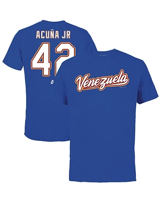Men's Legends Ronald Acuna Jr. Royal Venezuela Baseball 2023 World Classic Name and Number T-shirt