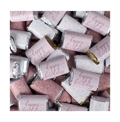 Just Candy Rose Gold Happy Birthday Candy Hershey's Chocolate Mix, 108 Pieces