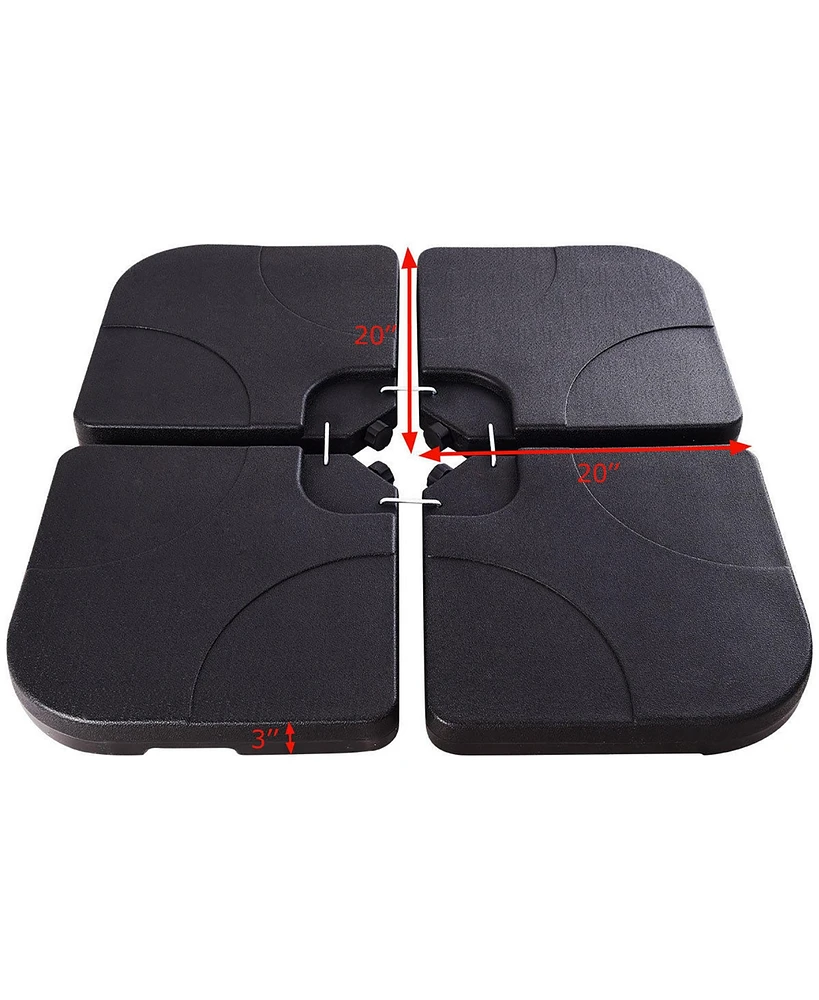 Costway 20'' Patio Offset Umbrella Base Stand Water Filled Base Weights Sand Plate Set