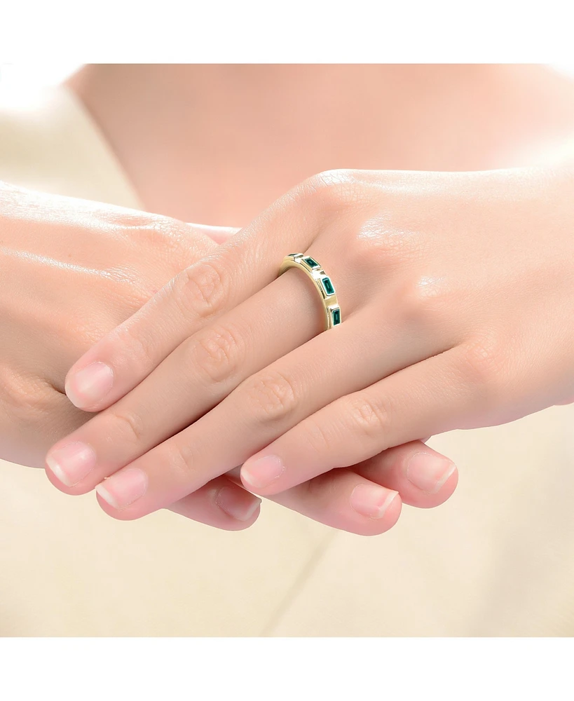 Ra 14K Gold Plated Green Cubic Zirconia Band Ring