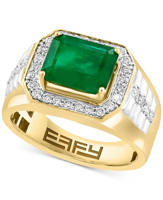 Effy Men's Emerald (3 ct. t.w.) & Diamond (1/2 ct. t.w.) Ring in 14k Gold