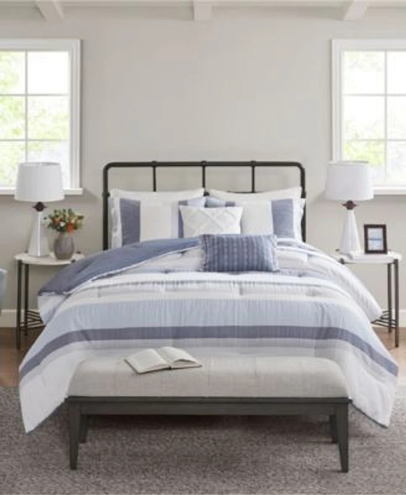 Closeout Madison Park Allegany Striped 5 Piece Jacquard Comforter Set