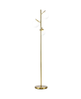 Homcom Modern Floor Lamp with Globe Shades, Sding Lamp,