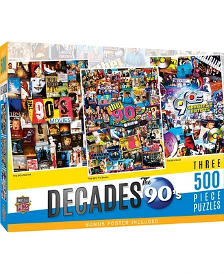 Decades - The 90's 500 Piece Jigsaw Puzzles 3 Pack