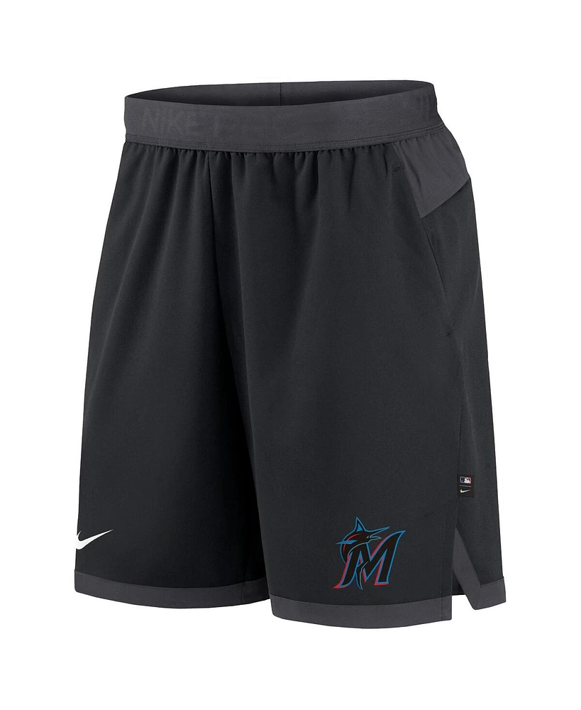 Men's Nike Black Miami Marlins Authentic Collection Flex Vent Performance Shorts