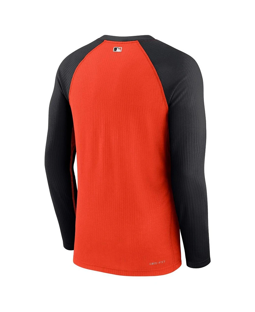 Men's Nike Orange San Francisco Giants Authentic Collection Game Raglan Performance Long Sleeve T-shirt