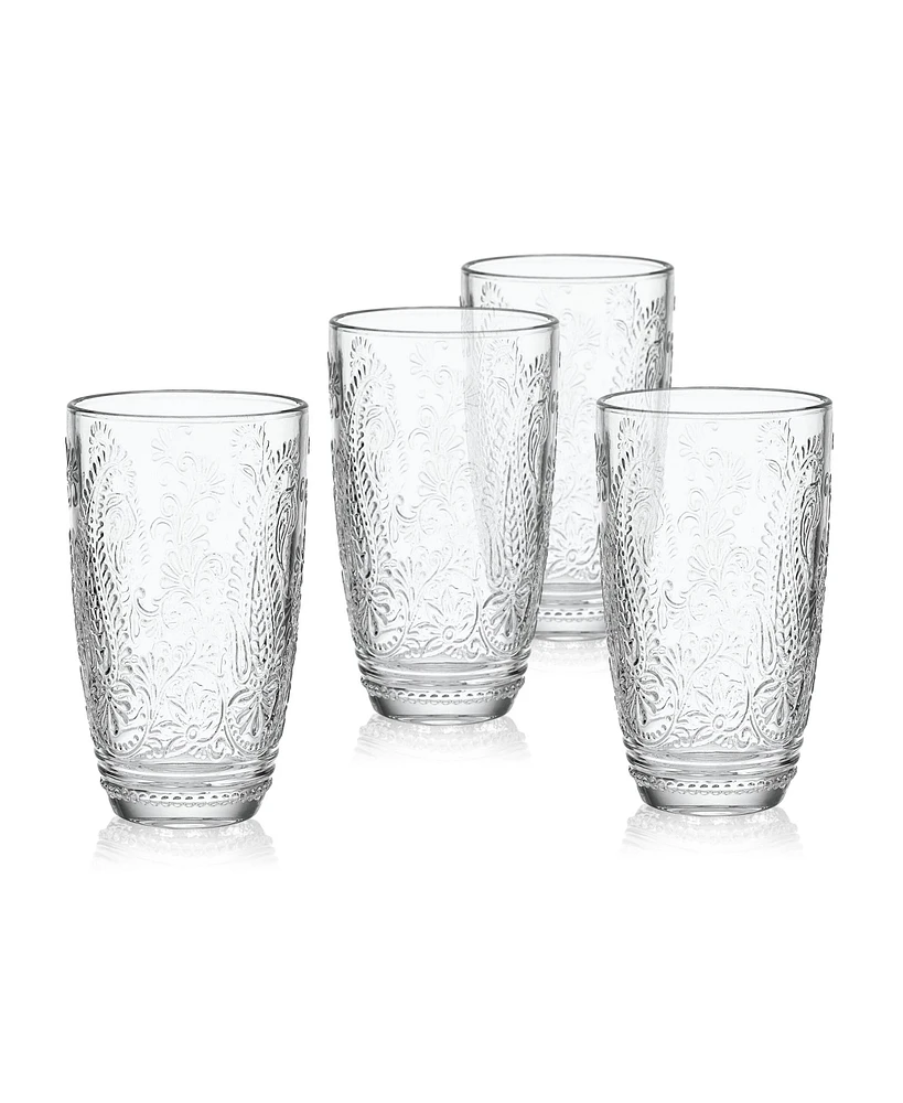 Fitz and Floyd Maddi 15-oz Highball Glasses 4-Piece Set