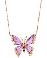 Le Vian Grape Amethyst (2-7/8 ct. t.w.) & Diamond (1/4 ct. t.w.) Butterfly Pendant Necklace in 14k Rose Gold, 18" + 2" extender