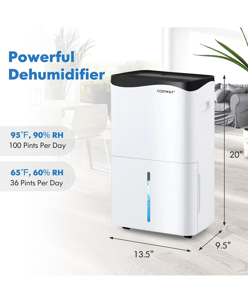 100-Pint Dehumidifier for Home & Basements w/ Smart App& Alexa Control