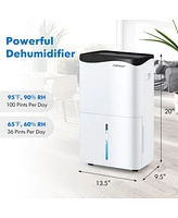 100-Pint Dehumidifier for Home & Basements w/ Smart App& Alexa Control