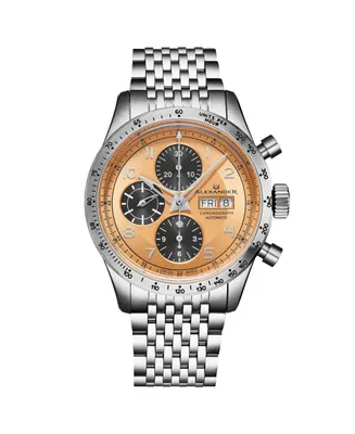 Alexander Men's Megalos Silver-tone Stainless Steel , Two-Tone Dial , 51mm Round Watch