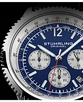 Stuhrling Men's Monaco Silver-tone Stainless Steel , Blue Dial , 47mm Round Watch