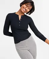 On 34th Women's Ribbed Long-Sleeve Henley Top