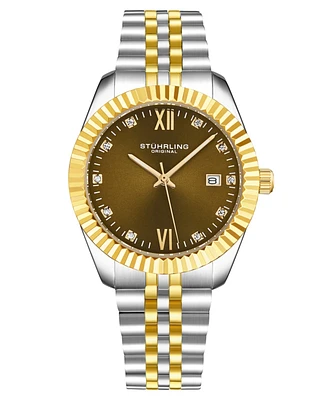 Stuhrling Women's Symphony Two-Tone Stainless Steel, Gold-Tone Dial, 45mm Round Watch