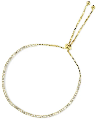 Cubic Zirconia Box Link Bolo Bracelet