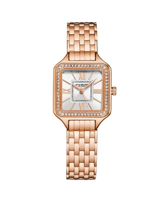 Stuhrling Women's Symphony Rose-Gold Stainless Steel , Silver-Tone Dial , 36mm Square Watch