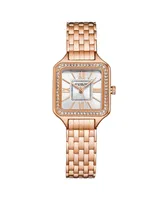 Stuhrling Women's Symphony Rose-Gold Stainless Steel , Silver-Tone Dial , 36mm Square Watch