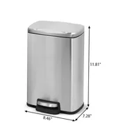 1.3 Gal./5 Liter Rectangular Stainless Steel Step-on Trash Can for Bathroom and Office